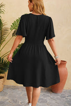 Vestido midi mujer escote cruzado manga corta - Isadora