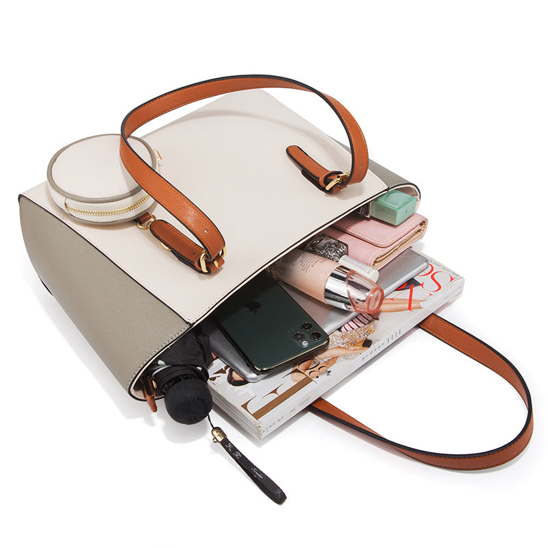 Bolsa tote femenina elegante con diseño bicolor