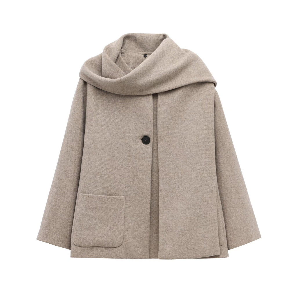 Abrigo para mujer estilo francés con cuello envolvente - Nèora