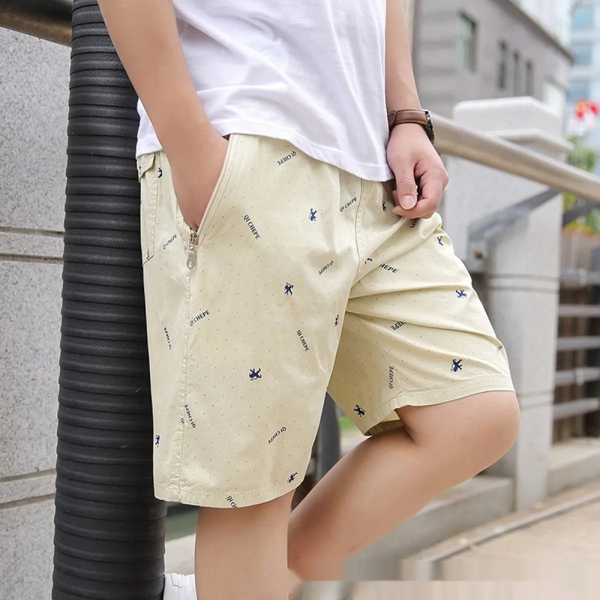 Pantalones cortos hombre algodón estampado estilo casual - Iván