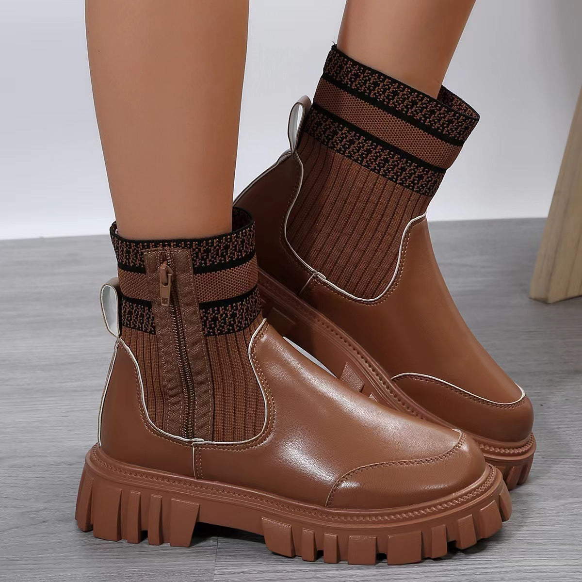 Botines para mujer estilo patchwork con suela gruesa - Marisse