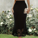 Falda midi mujer corte sirena encaje calado elegante - Vivianne