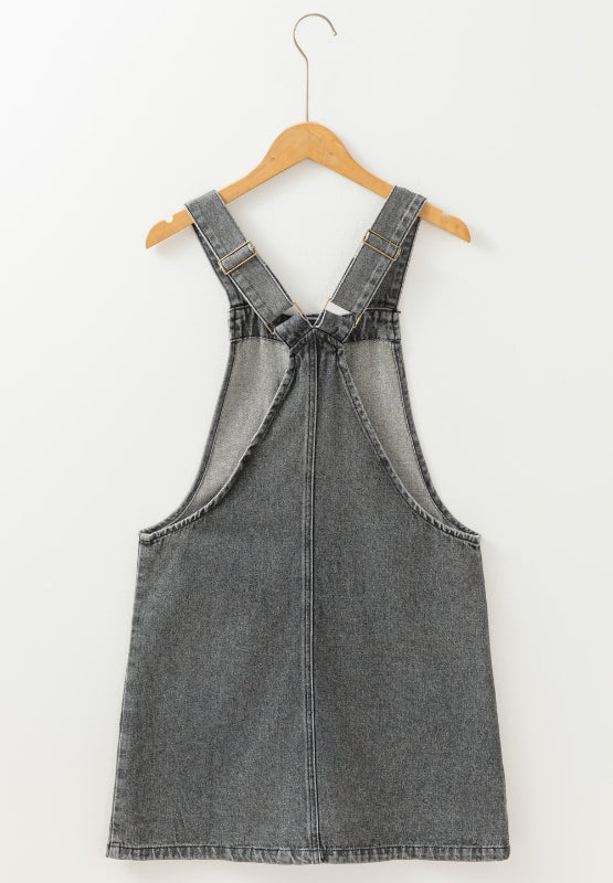 Ariane - Vestido peto vaquero con tirantes anchos y botones