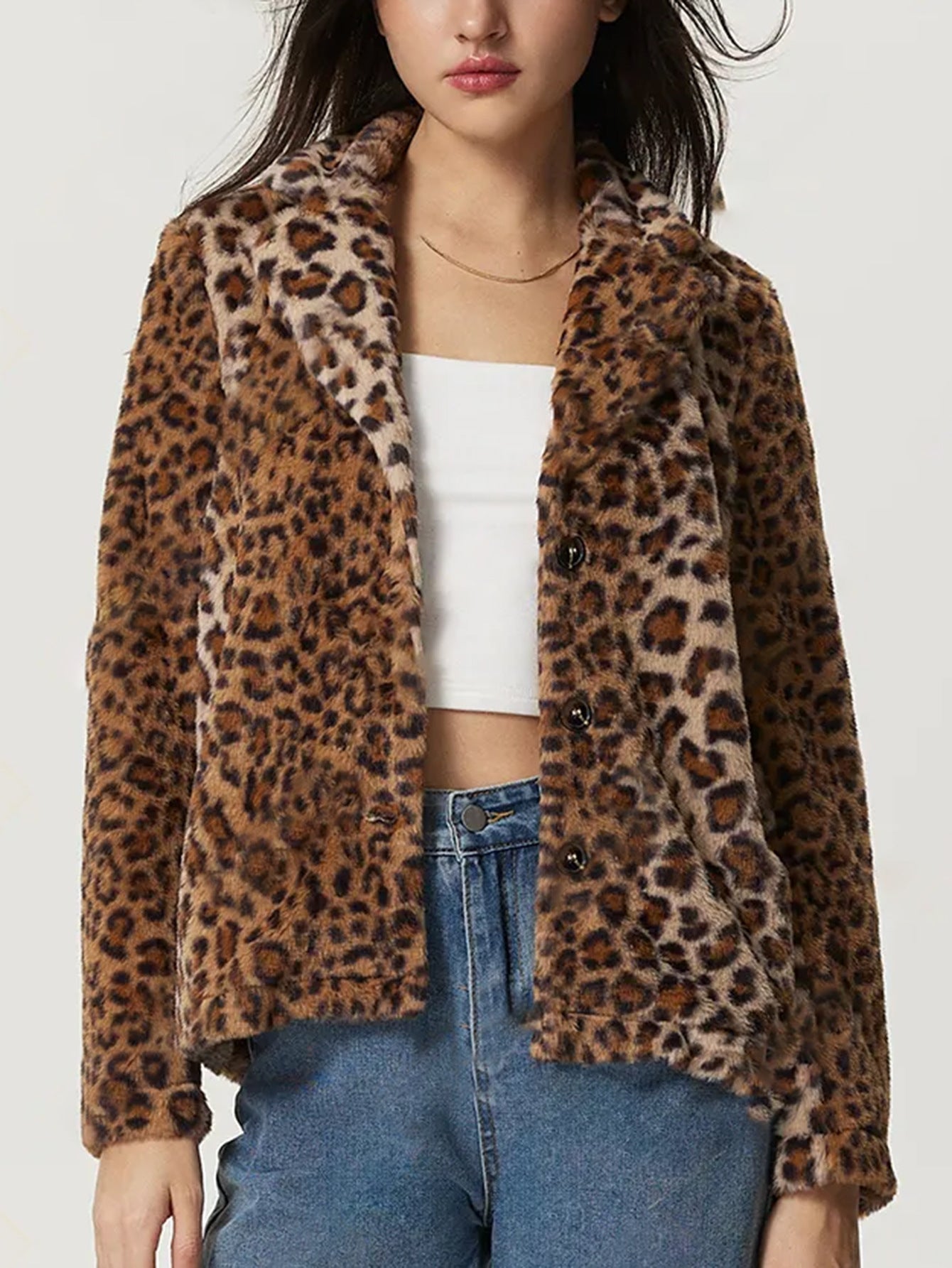 Abrigo con solapa estampado leopardo - Mireille