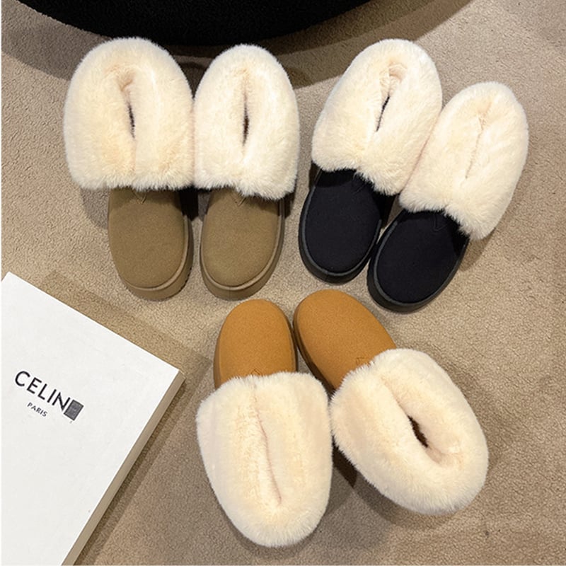 Botines para mujer estilo invernal con borde afelpado - Saivelle
