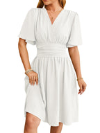 Vestido midi mujer escote cruzado manga corta - Isadora