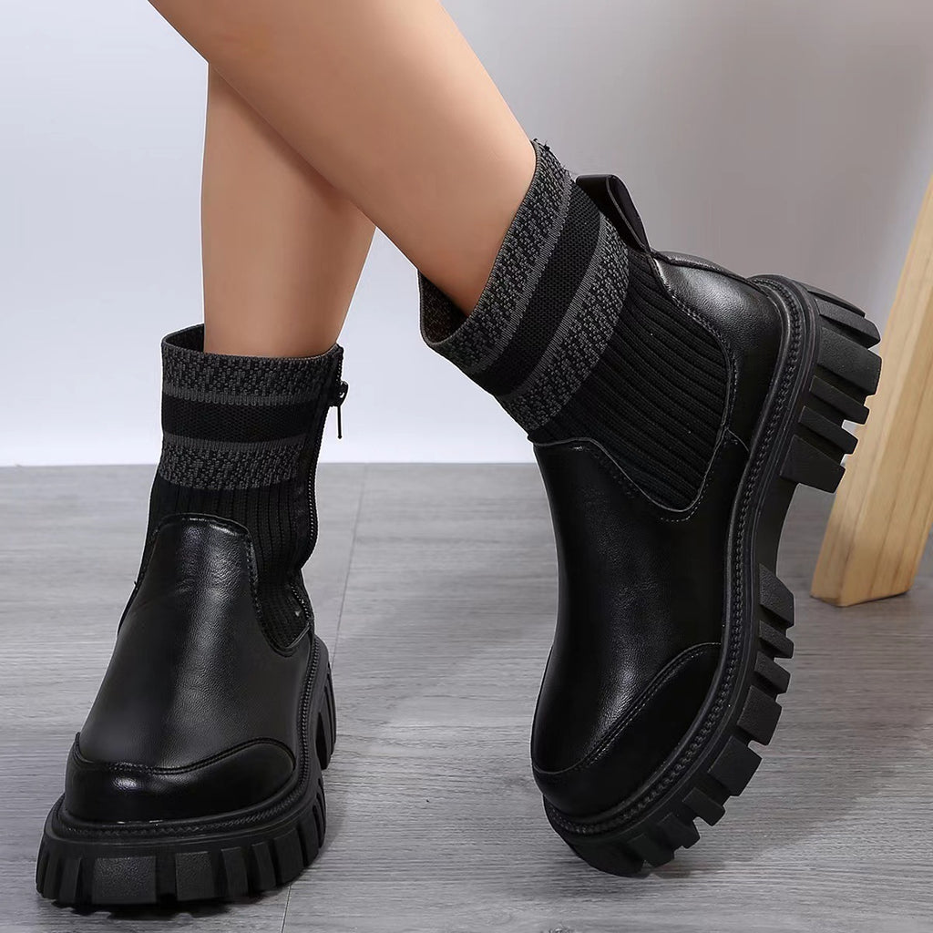 Botines para mujer estilo patchwork con suela gruesa - Marisse
