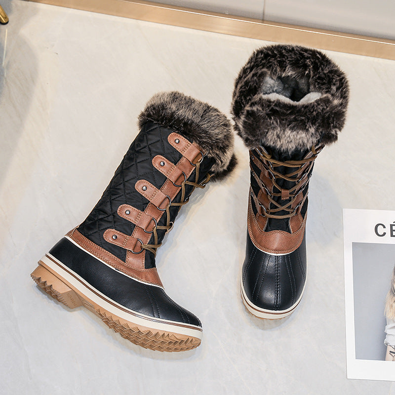Botas planas de caña alta para mujer con ajuste de cordones - Aelira