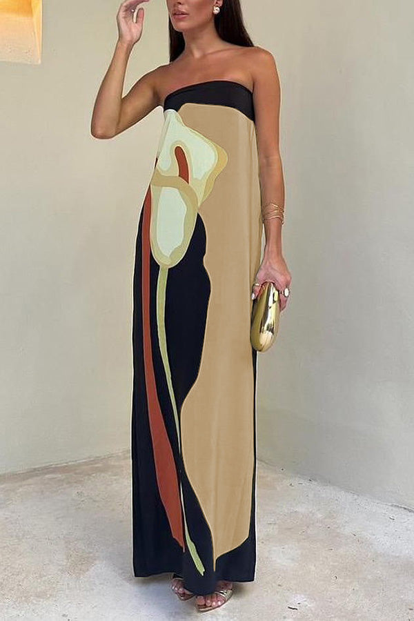 Semma - Maxi sin hombros con estampado floral