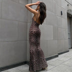 Vestido largo para mujer con estampado animal estilo ajustado - Fabiana