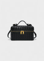 Bolso mujer trenzado negro estructura rígida cremalleras doradas - Valeska