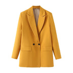 Blazer cruzada mujer corte recto solapas de pico - Greta
