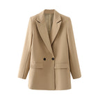 Blazer cruzada mujer corte recto solapas de pico - Greta