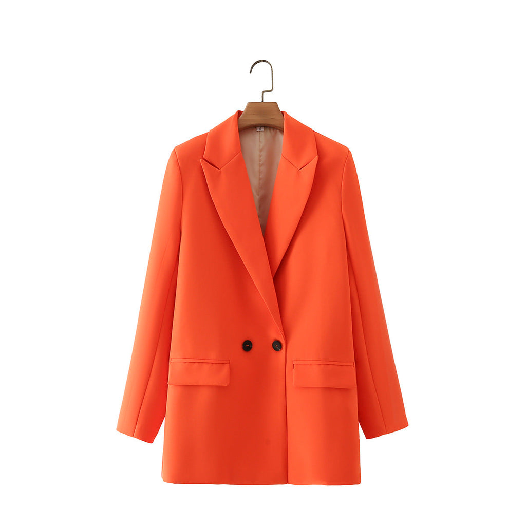 Blazer cruzada mujer corte recto solapas de pico - Greta