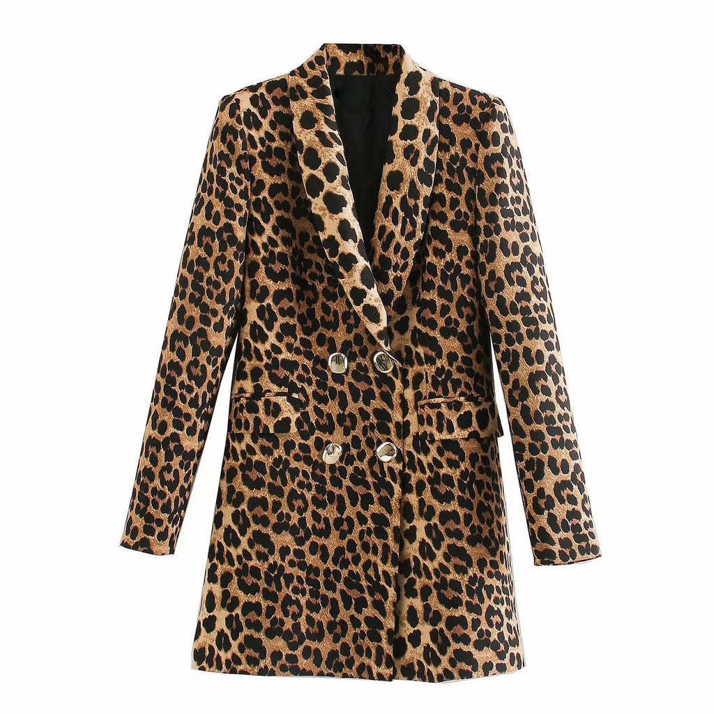 Blazer largo para mujer con estampado de leopardo - Luise
