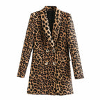 Blazer largo para mujer con estampado de leopardo - Luise