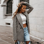 Blazer mujer cuadros doble botonadura solapas - Karina