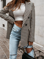 Blazer mujer cuadros doble botonadura solapas - Karina