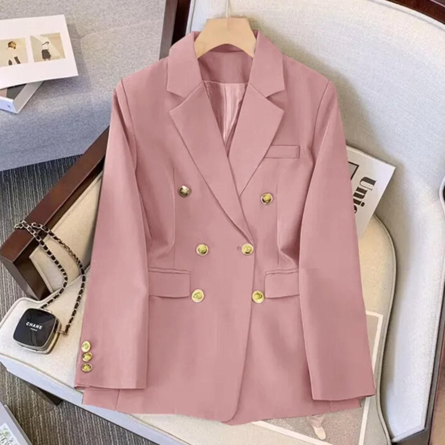 Blazer mujer doble botonadura solapas botones metálicos - Britta