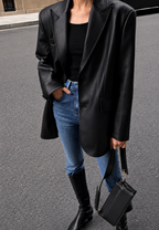 Blazer mujer efecto piel corte holgado cuello de solapas - Tessa