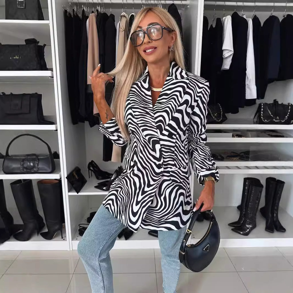 Blazer mujer estampado leopardo entallado - Romane