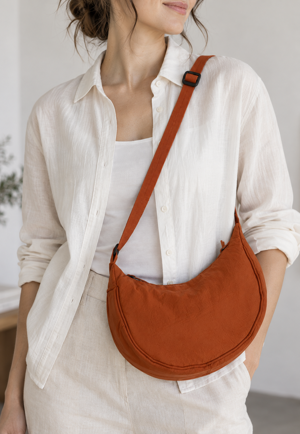 Bolso bandolera mujer nylon media luna correa ajustable - Nerea
