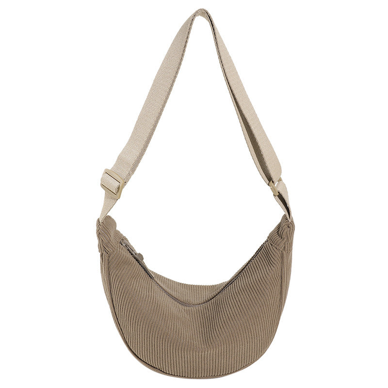 Bolso hombro mujer media luna textura acanalada - Violette