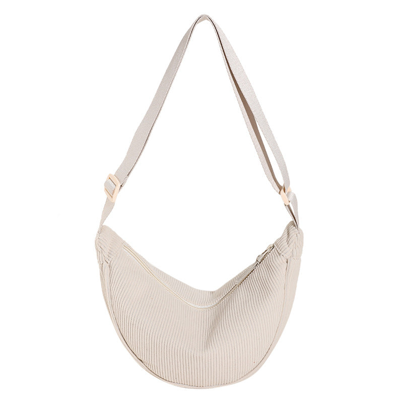 Bolso hombro mujer media luna textura acanalada - Violette