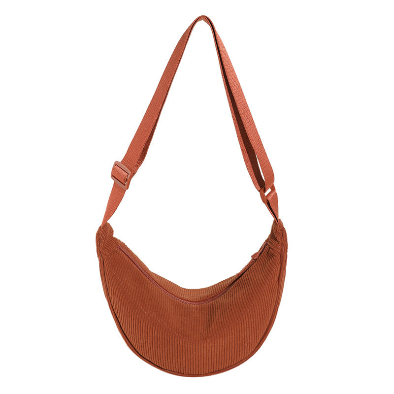 Bolso hombro mujer media luna textura acanalada - Violette