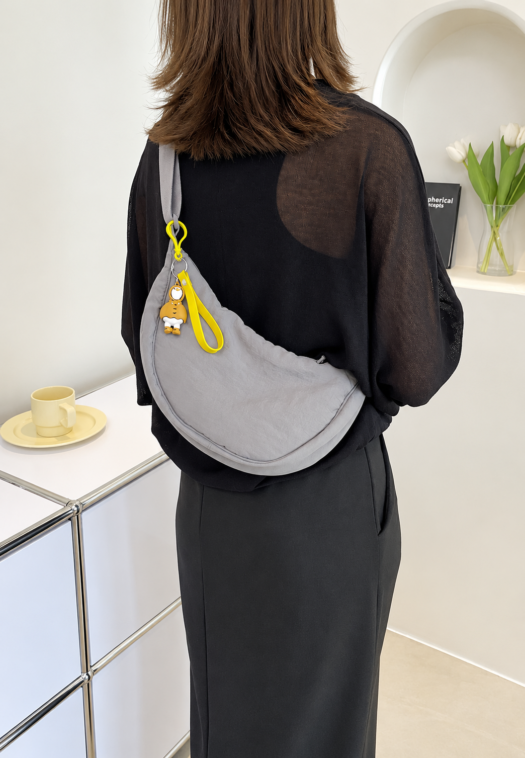 Bolso hombro nylon mujer media luna correa ajustable - Camille