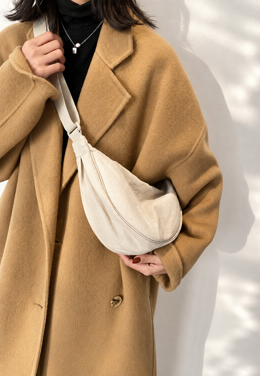 Bolso hombro nylon mujer media luna correa ajustable - Camille