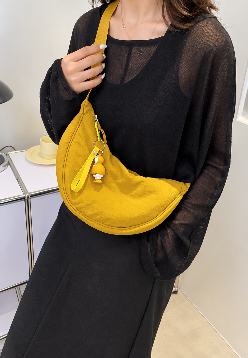 Bolso hombro nylon mujer media luna correa ajustable - Camille