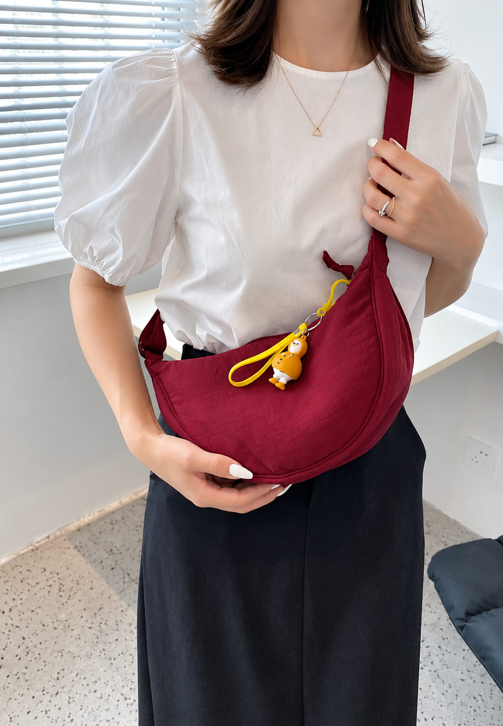 Bolso hombro nylon mujer media luna correa ajustable - Camille