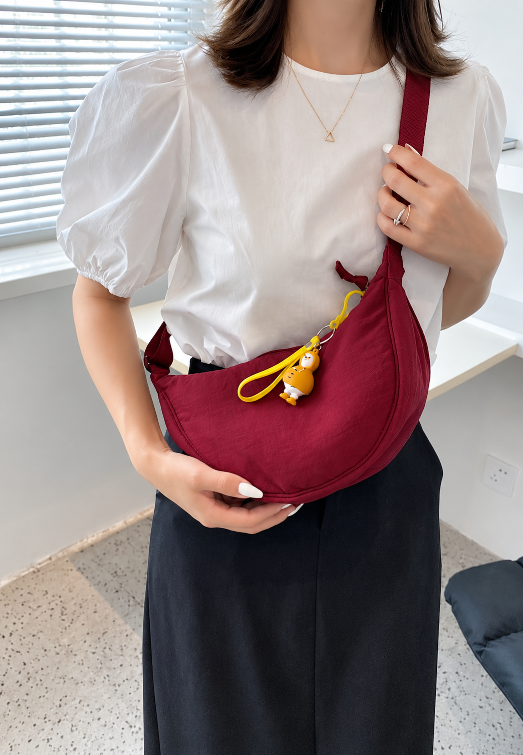 Bolso hombro nylon mujer media luna correa ajustable - Camille