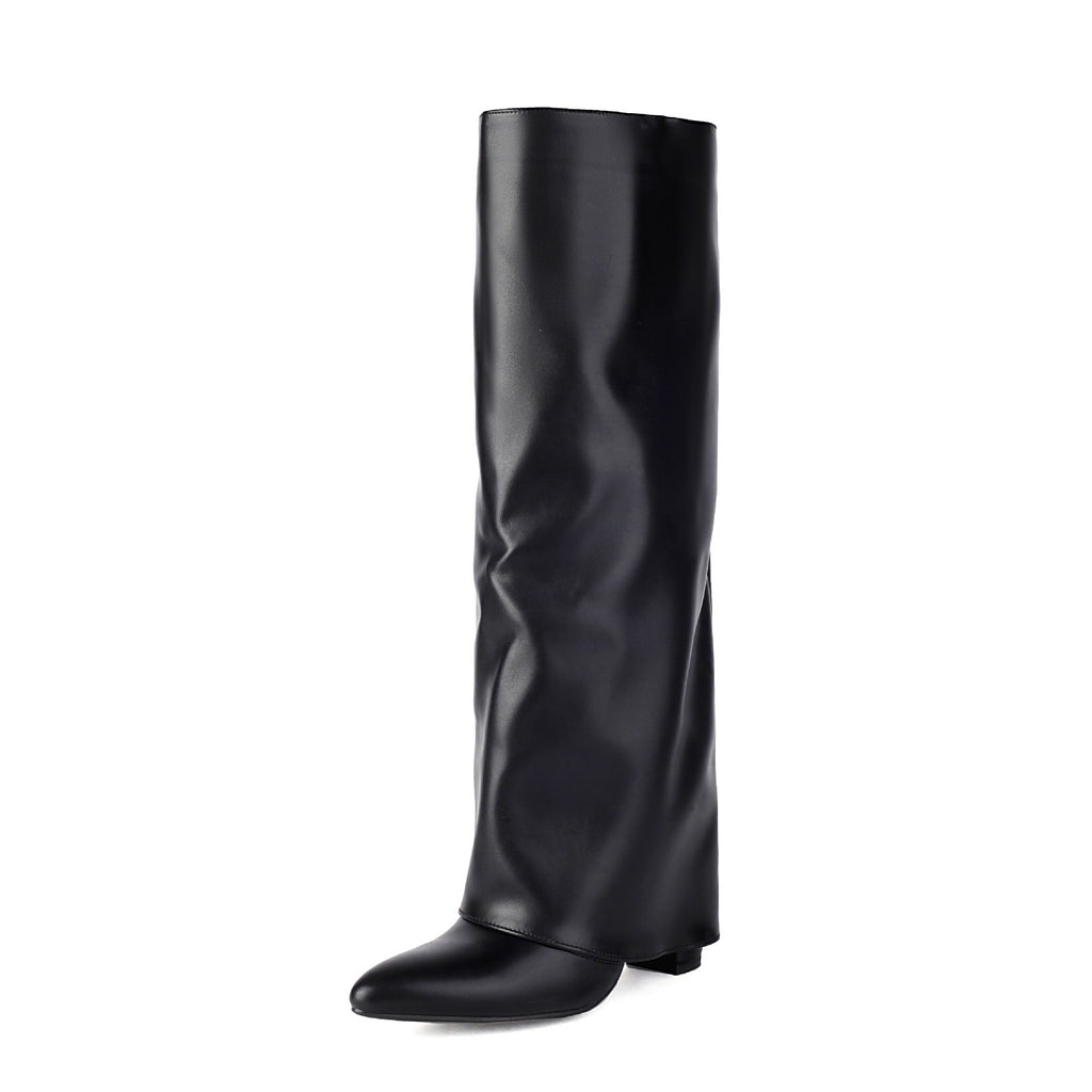 Botas altas mujer caña ancha tacón bloque - Yvette