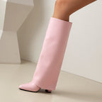 Botas altas mujer caña ancha tacón bloque - Yvette