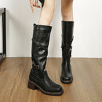 Botas biker mujer caña alta hebillas plataforma - Danica