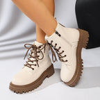 Botines acordonados mujer suela track cremallera lateral - Kaja