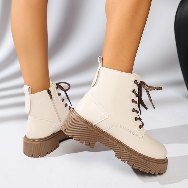 Botines acordonados mujer suela track cremallera lateral - Kaja