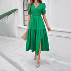 Vestido midi mujer nido de abeja escote cruzado - AmeliaV