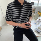 Polo para hombre de algodón rayado estilo casual relajado - Mateo