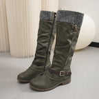 Botas largas con cremallera y detalle de lana - Mireille