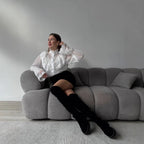 Blusa de gasa para mujer cuello alto con volantes - Margarethe