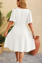 Vestido midi mujer escote cruzado manga corta - Isadora