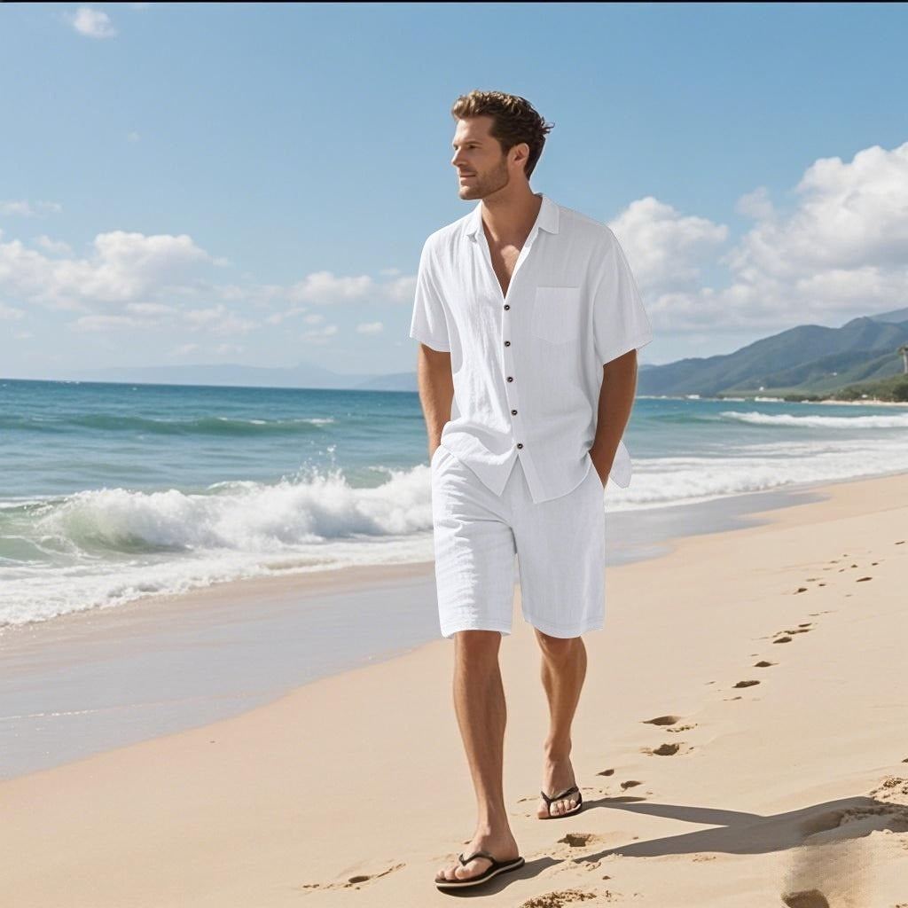 Conjunto de verano para hombre lino transpirable estilo casual - Mateo