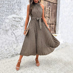 Sophia - Vestido sin mangas ceñido a la cintura, de moda y elegante para mujer