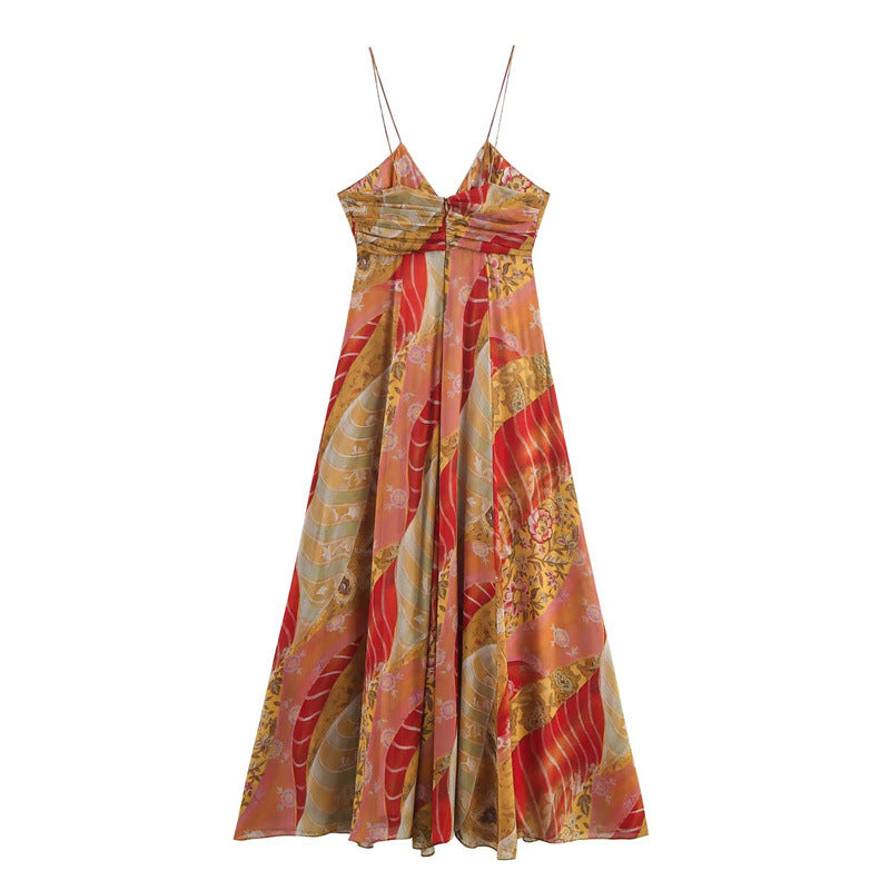 Vestido largo para mujer con tirantes finos y escote en V - Ragnhild