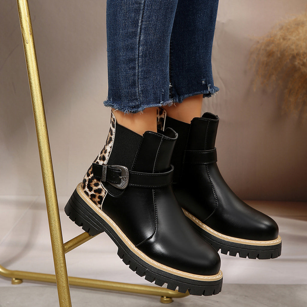 Botas de tobillo para mujer estampado de leopardo - Elviora