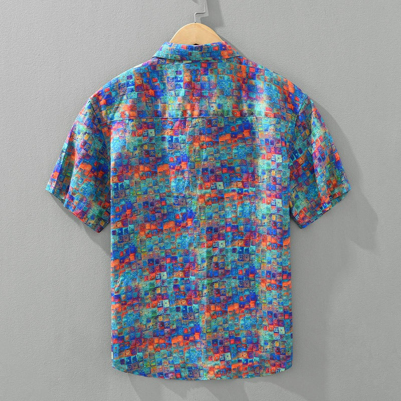 Camisa hombre estampado abstracto algodón estilo casual - Damián
