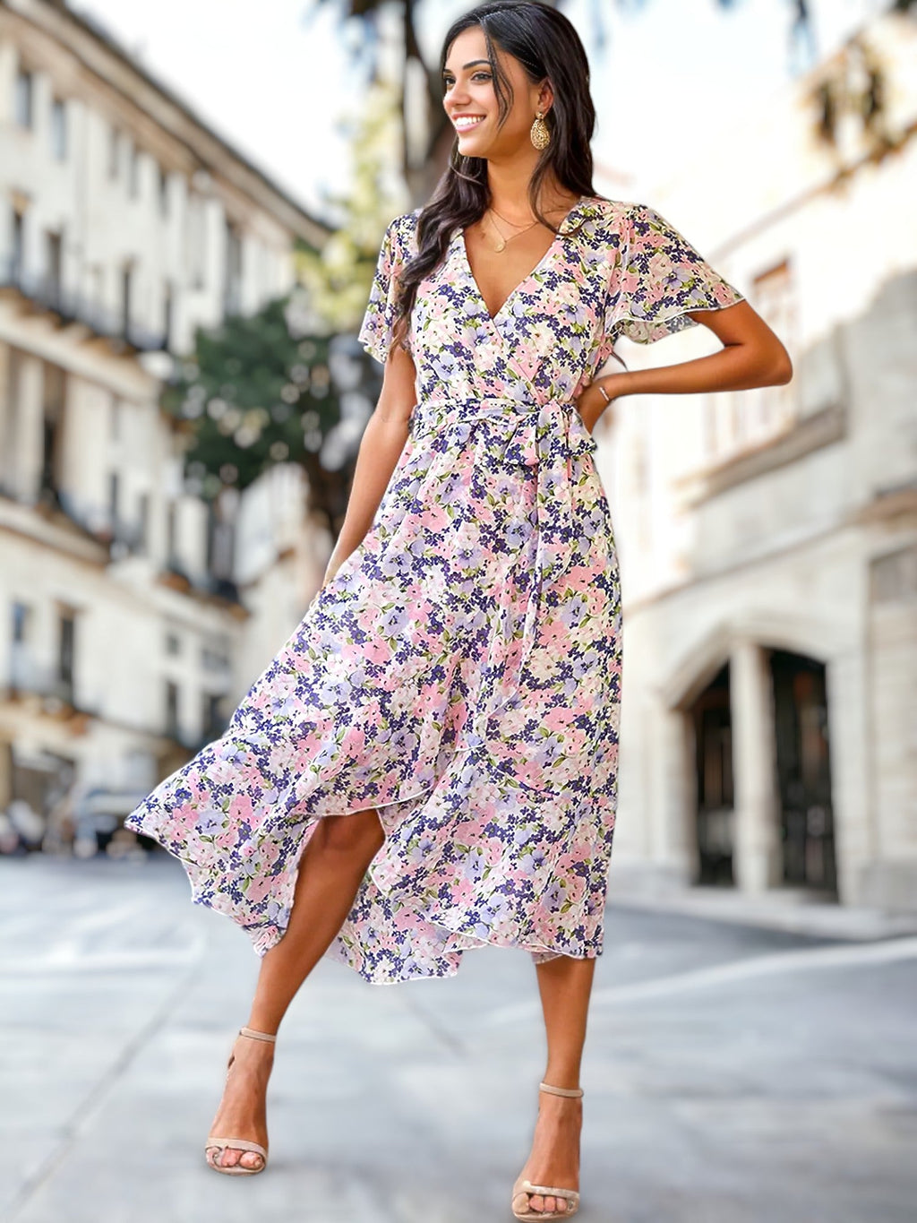 Kaly - Vestido bohemio estampado de flores